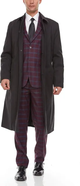 Adam Baker Men's Single Breasted Breasted Full Length Trench Coat All Year Round Raincoat