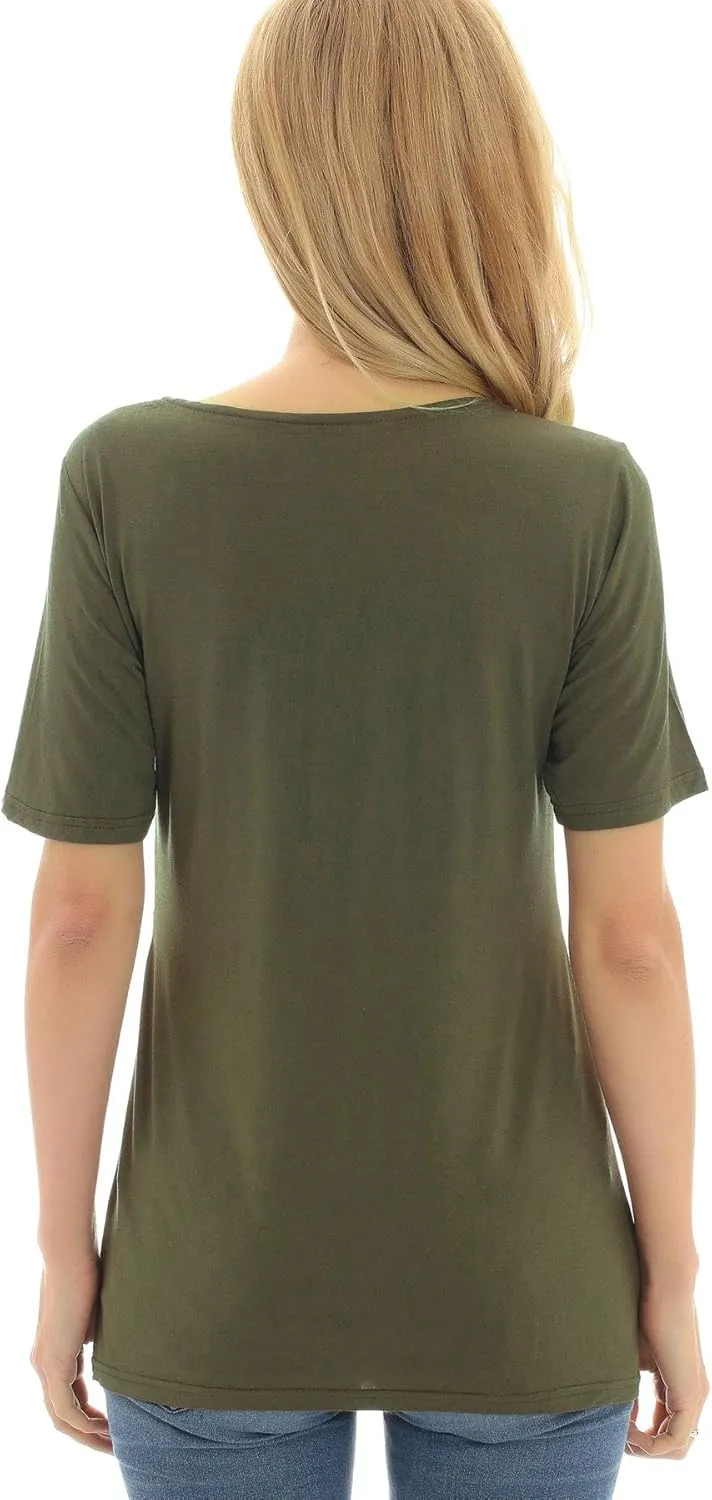 Bearsland Women's 3 Packs Maternity Nursing Tops Short Sleeve Breastfeeding Shirts