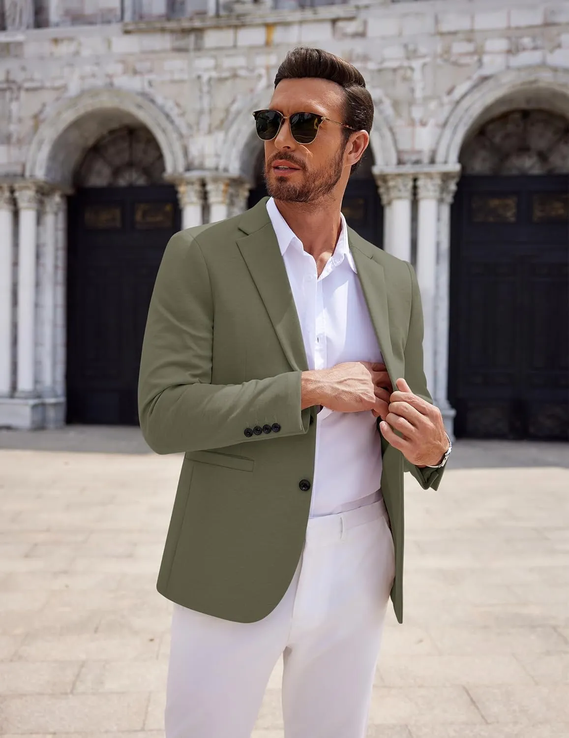 COOFANDY Men's Casual Knit Blazer Two Button Lightweight Sport Coats Suit Jacket