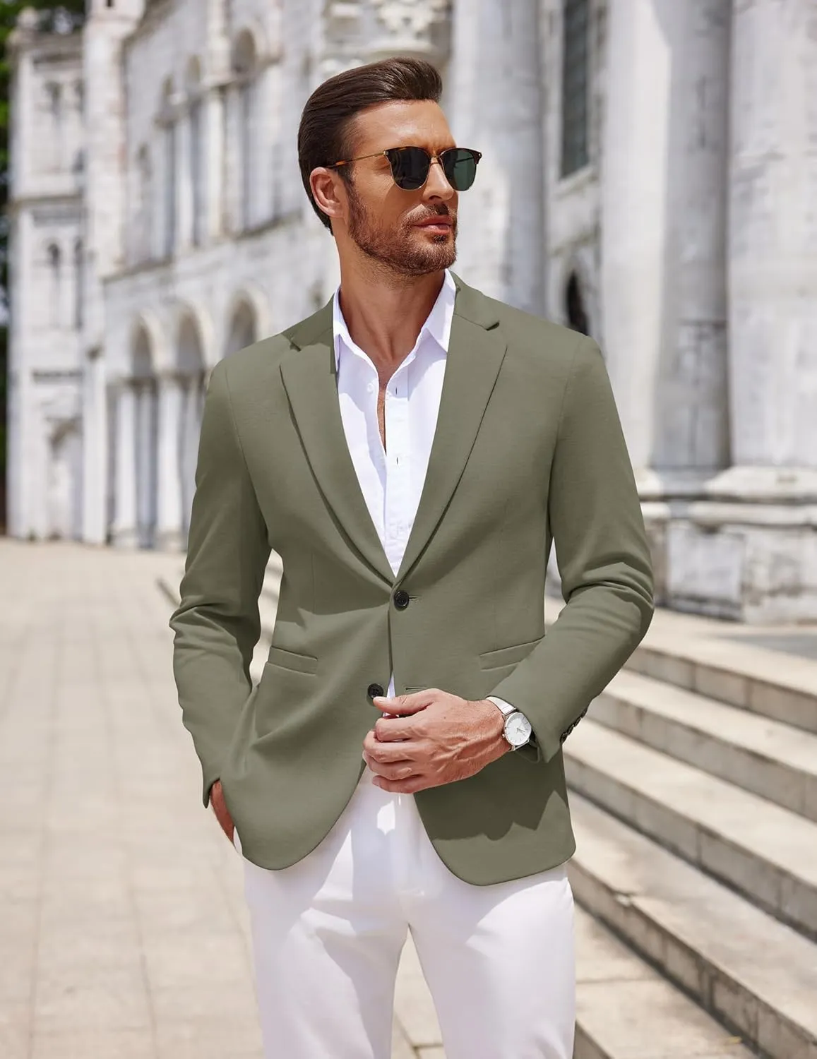COOFANDY Men's Casual Knit Blazer Two Button Lightweight Sport Coats Suit Jacket