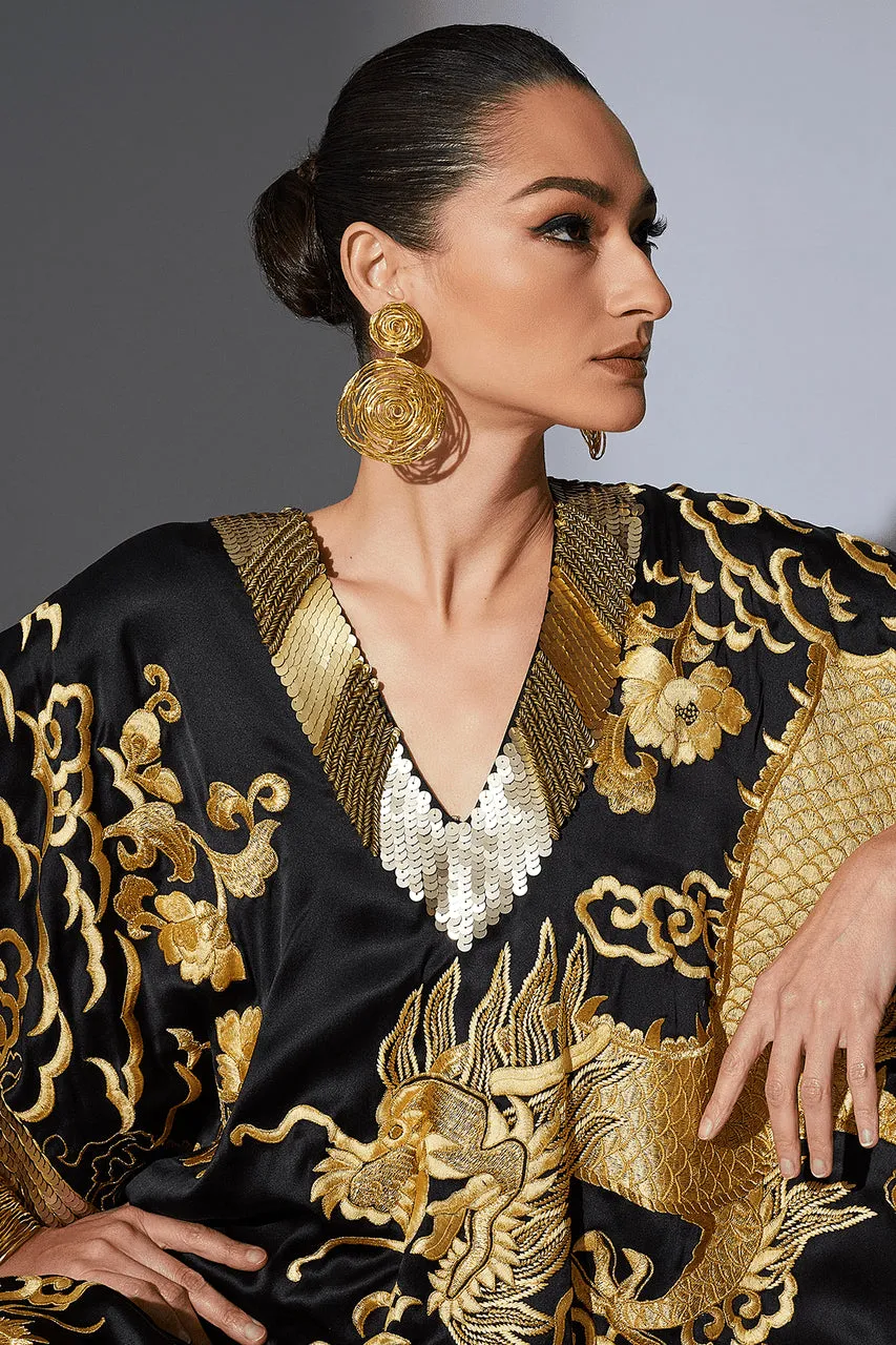 Couture Embroidered Dragon Caftan