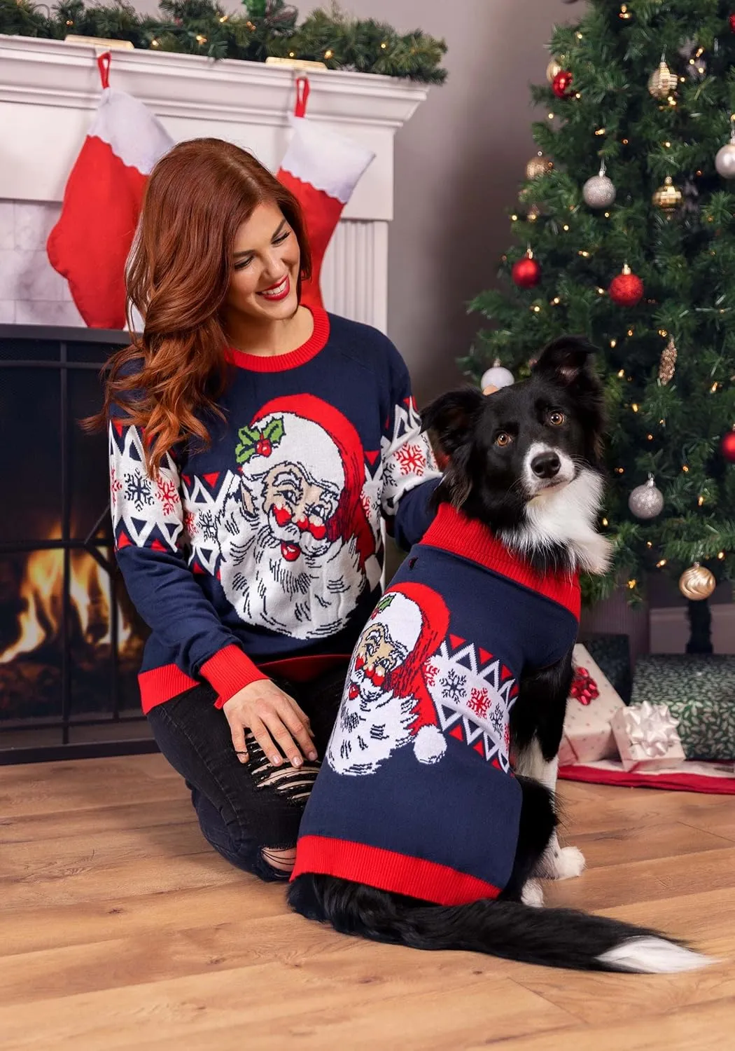 Fun Costumes Vintage Santa Dog Christmas Sweater with Knit Graphics - Holiday Apparel for Small, Medium, and Large Dogs XL