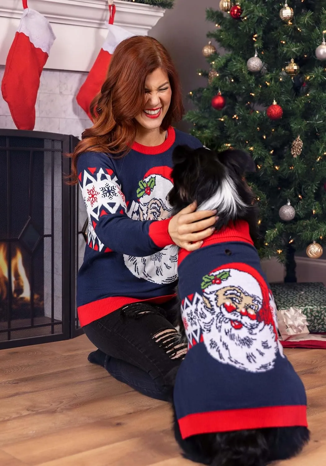 Fun Costumes Vintage Santa Dog Christmas Sweater with Knit Graphics - Holiday Apparel for Small, Medium, and Large Dogs XL