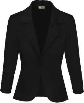 Hybrid & Company Women's Lightweight Casual Work Office Stretch Ponte Cardigan Blazer Jacket Made in USA