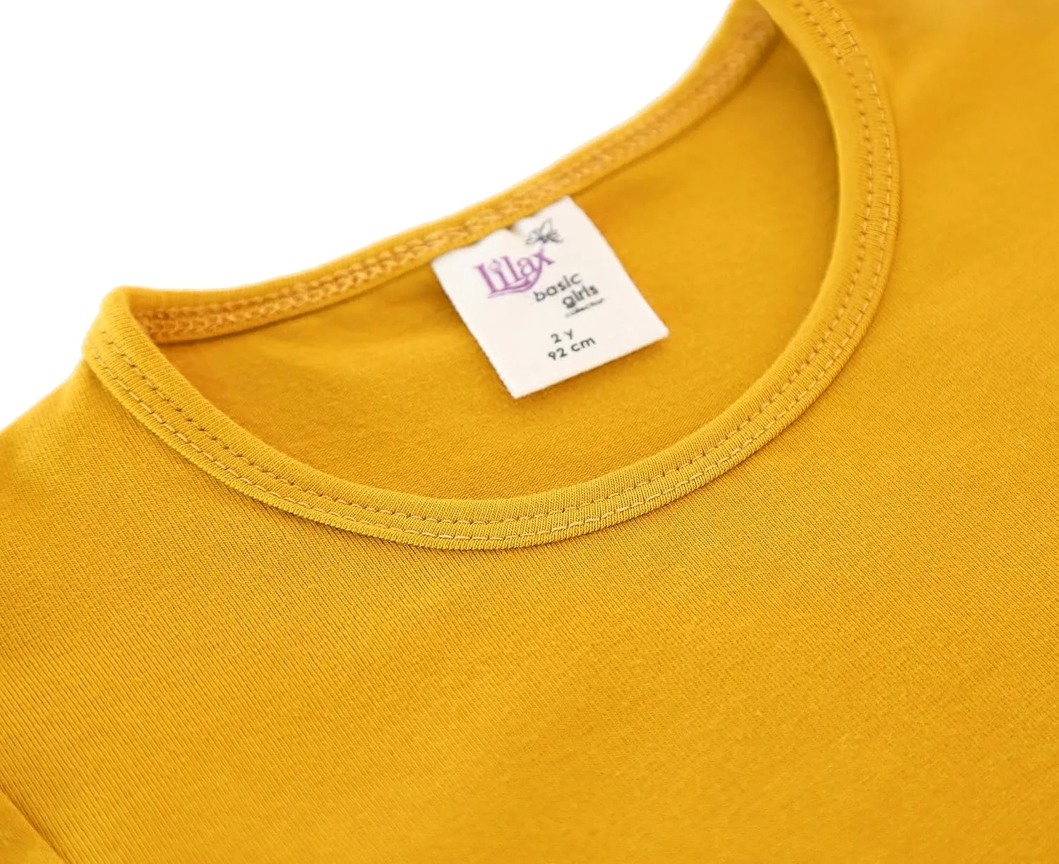 Lilax Girls' Basic Short Puff Sleeve Round Neck Cotton T-Shirt