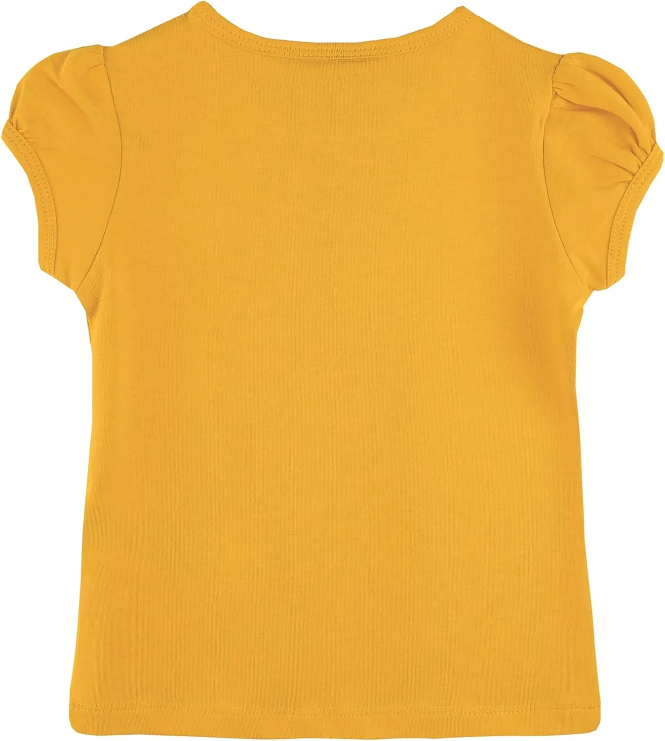 Lilax Girls' Basic Short Puff Sleeve Round Neck Cotton T-Shirt