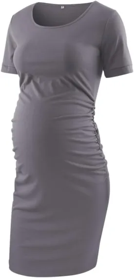 Liu & Qu Women's Maternity Bodycon Ruched Side Dress Casual Short & 3/4 Sleeve Dress for Daily Wearing Or Baby Shower