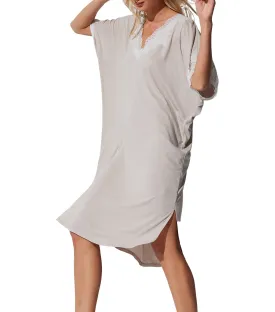 Luxe Shangri La Caftan Heather Cashmere with Ivory