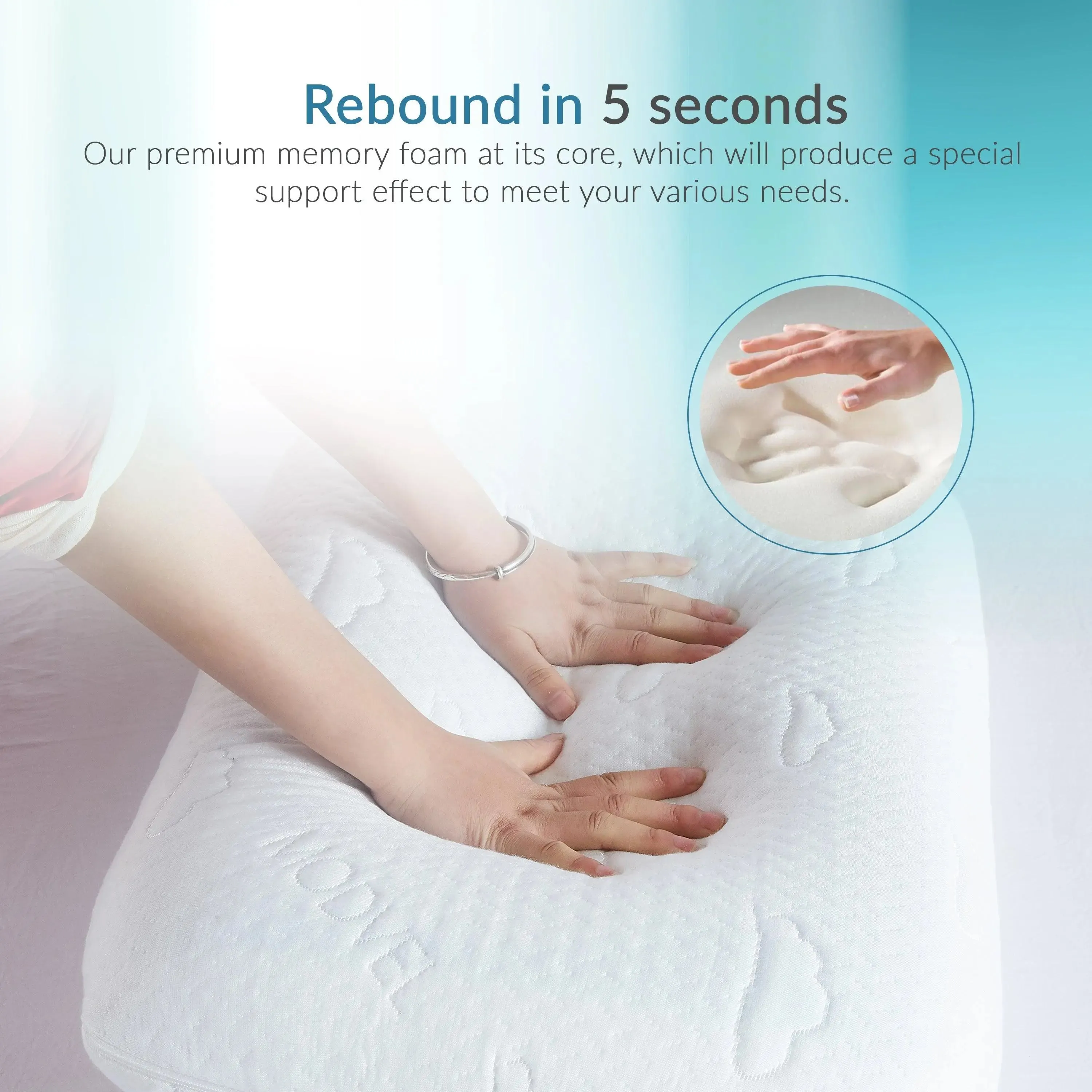 MODVEL Gel Memory Foam Cooling Pillow for Stomach Sleepers | Orthopedic Neck & Back Support | Relaxing Medium-Plush Feel