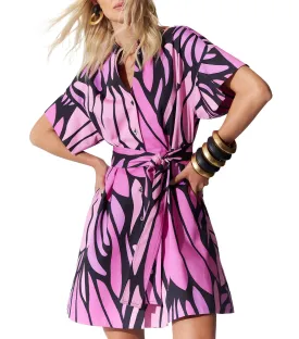 Nagashi Printed Cotton Chino Dress Fuchsia