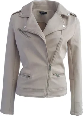 ODCOCD Faux Suede Jacket for Women Long Sleeve Zipper Up Casual Outwear