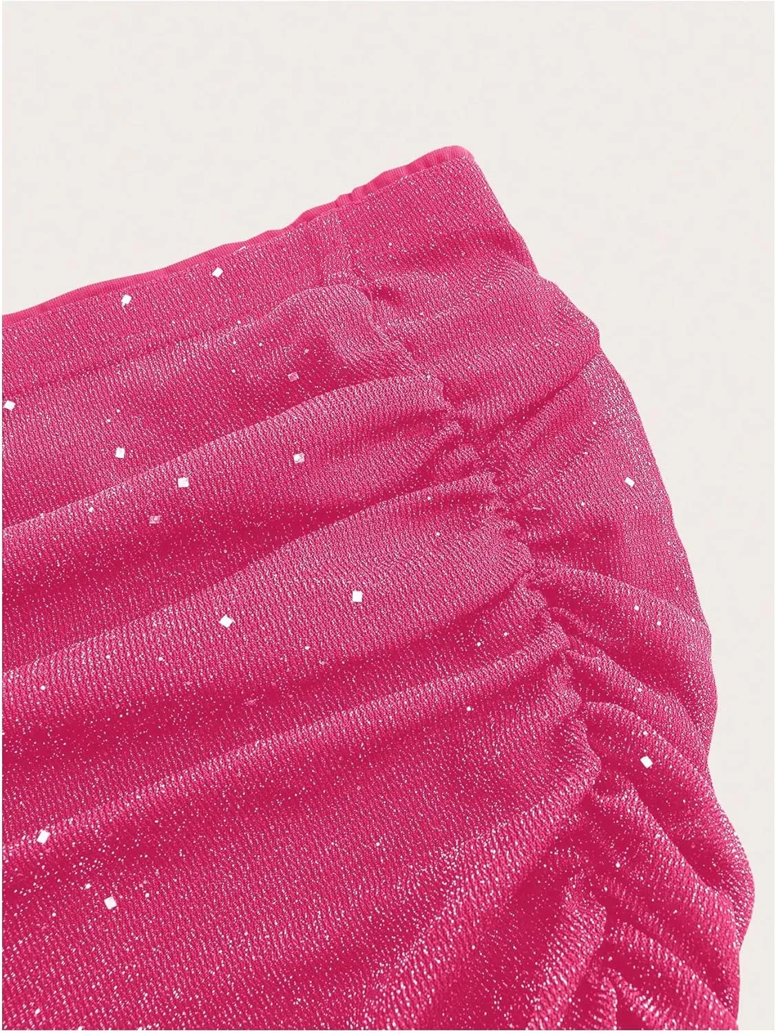 OYOANGLE Women's Plus Size Sparkly Ruched Bodycon Mini Skirt Elastic High Waist Glitter Pencil Skirts