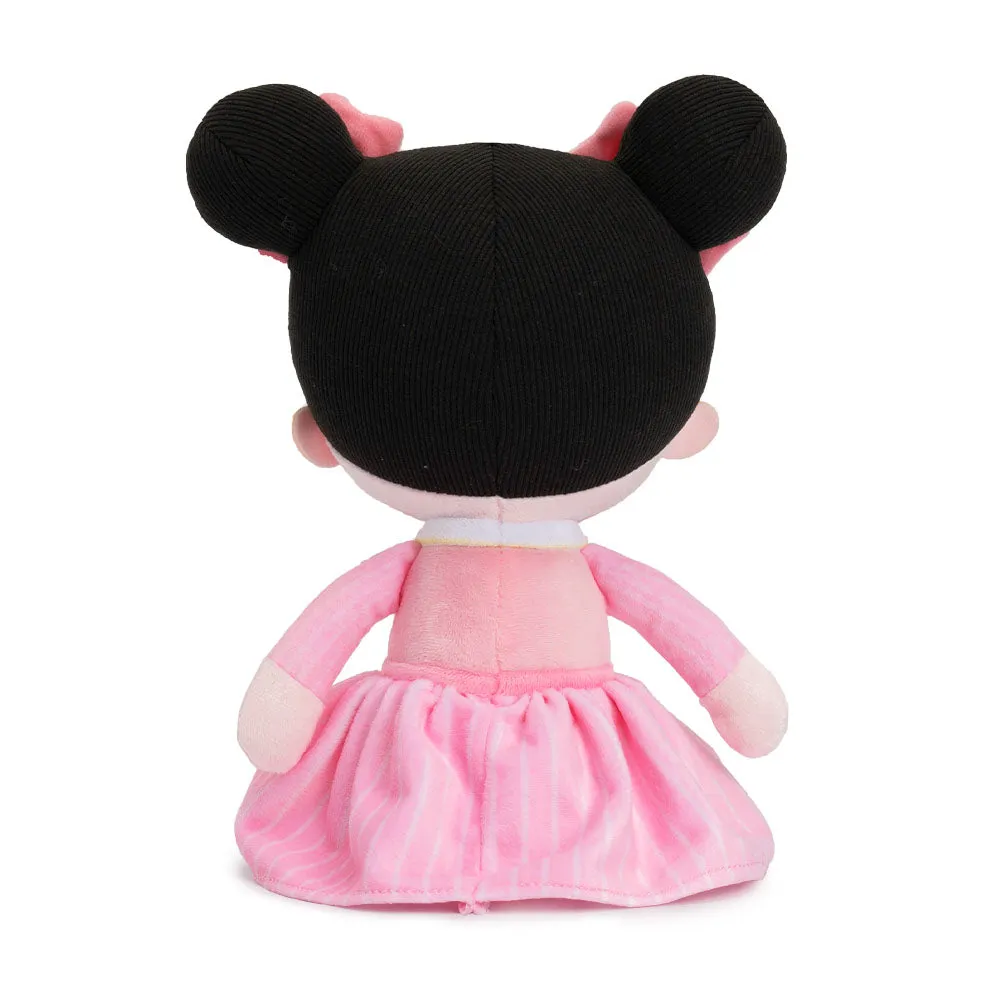 Personalized Abby Black Hair Girl Doll - Pink & Red