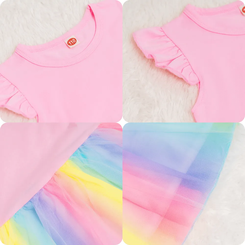 Personalized Abby Pink Doll with Pink Baby Rainbow Dress