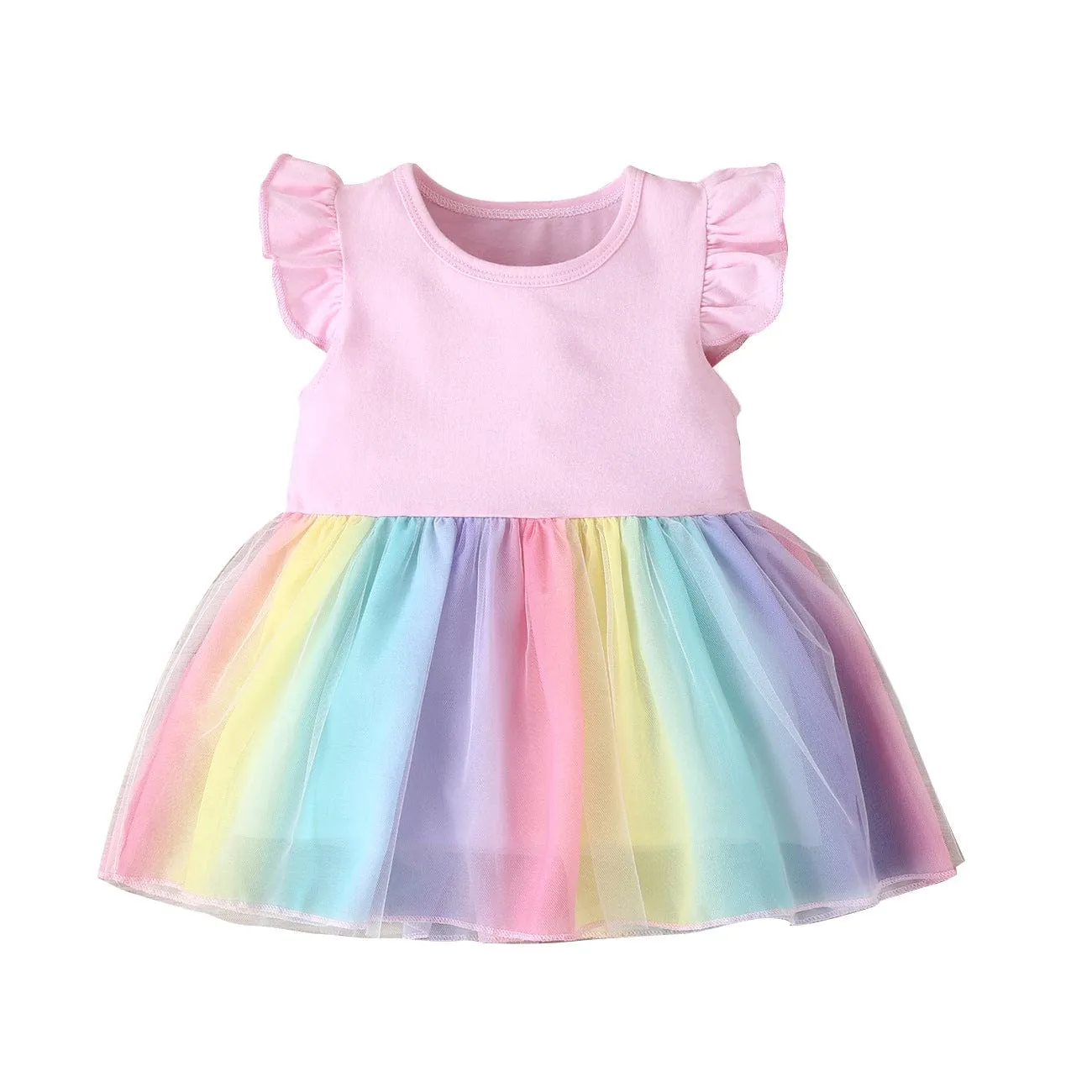 Personalized Abby Pink Doll with Pink Baby Rainbow Dress