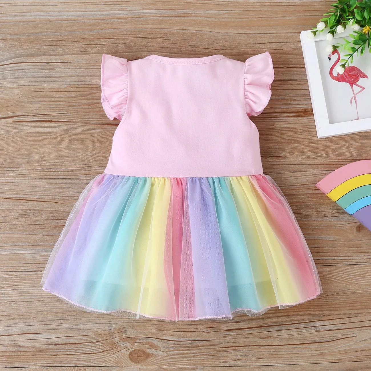 Personalized Abby Pink Doll with Pink Baby Rainbow Dress