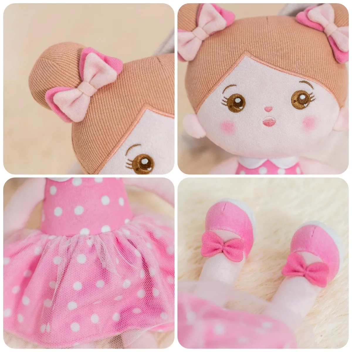 Personalized Abby Pink Doll with Pink Baby Rainbow Dress