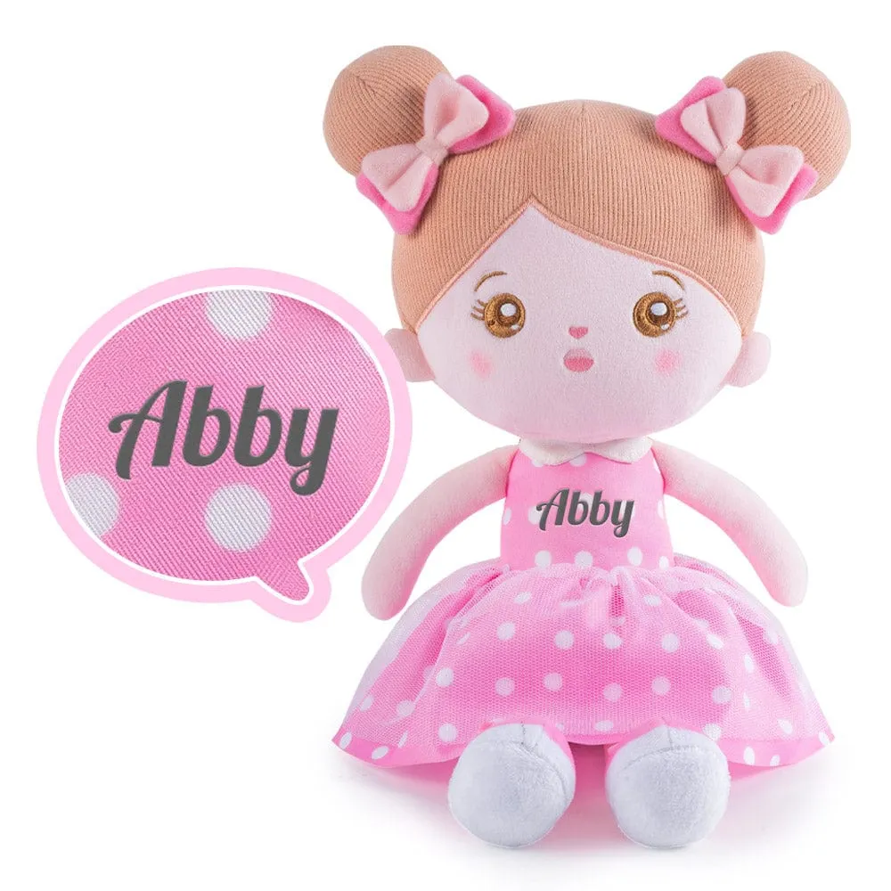 Personalized Abby Pink Doll with Pink Baby Rainbow Dress