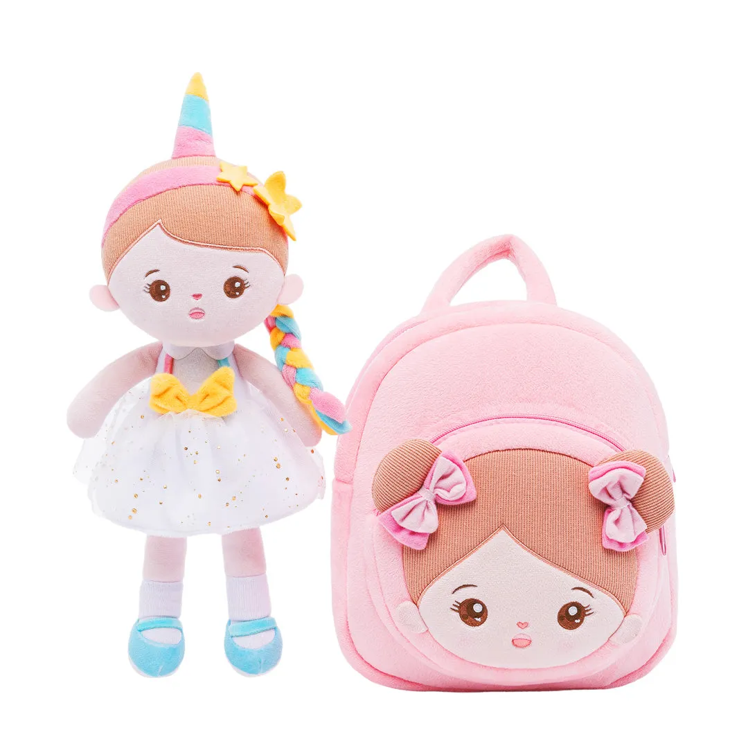 Personalized Abby White Unicorn Girl Doll   Backpack