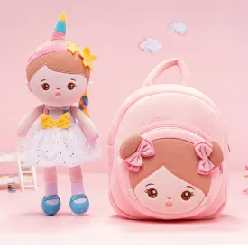 Personalized Abby White Unicorn Girl Doll   Backpack