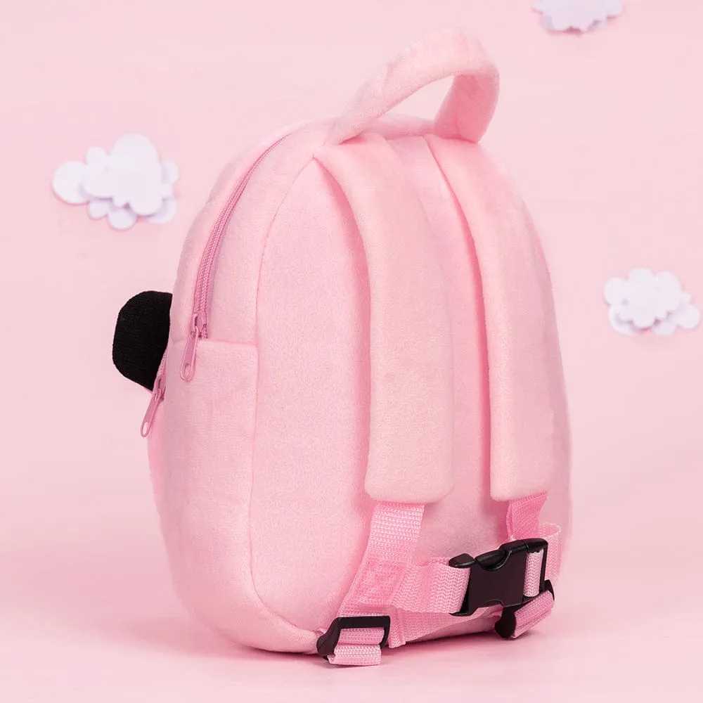 Personalized Black Hair Pink Plush Baby Girl Backpack