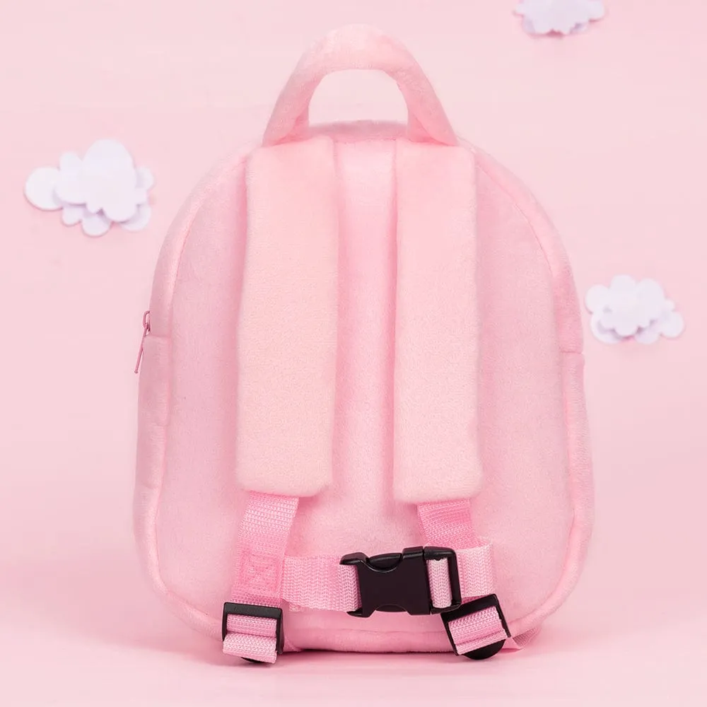 Personalized Black Hair Pink Plush Baby Girl Backpack