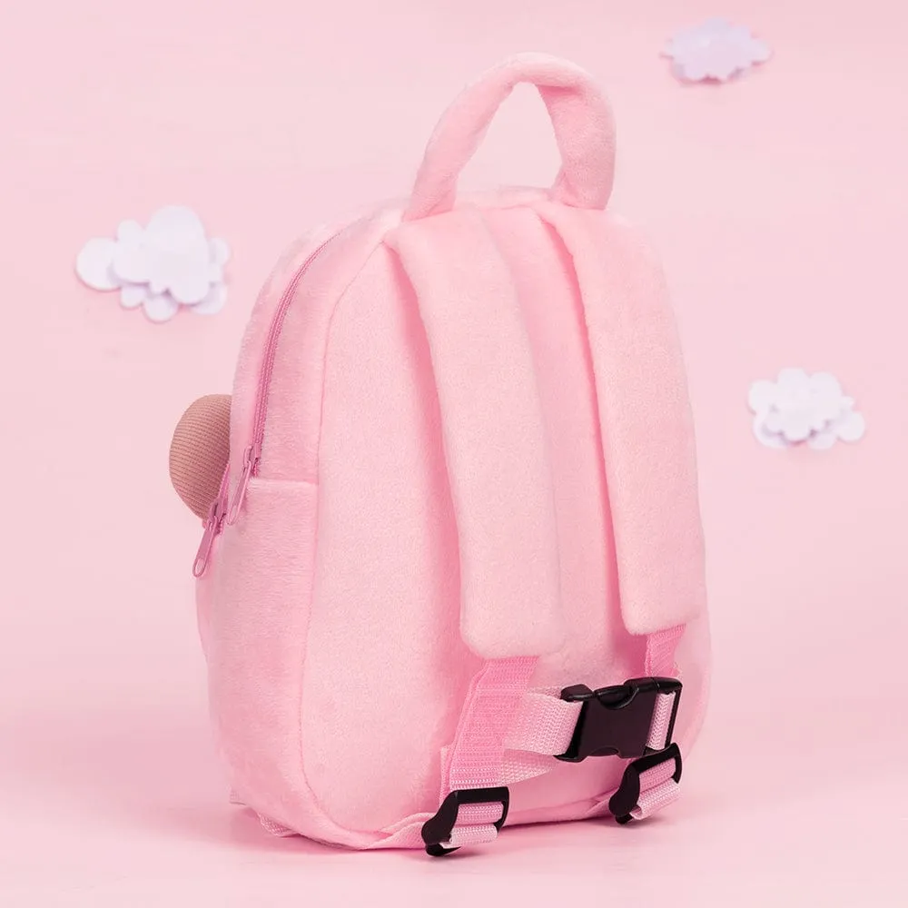 Personalized Blue Eyes Pink Plush Baby Girl Backpack