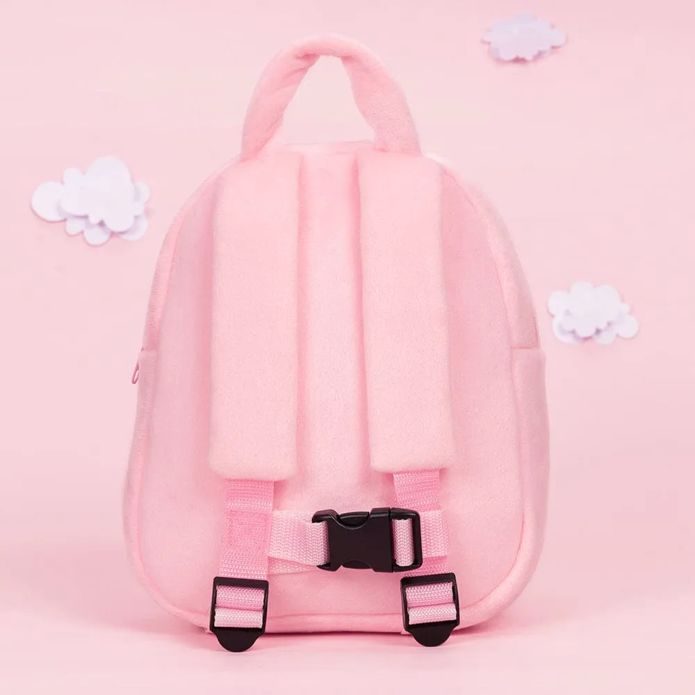 Personalized Blue Eyes Pink Plush Baby Girl Backpack