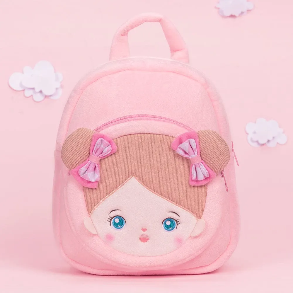 Personalized Blue Eyes Pink Plush Baby Girl Backpack