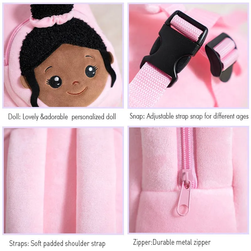 Personalized Deep Skin Tone Pink Nevaeh Backpack