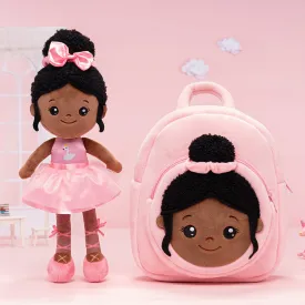 Personalized Deep Skin Tone Plush Nevaeh Pink Doll   Backpack