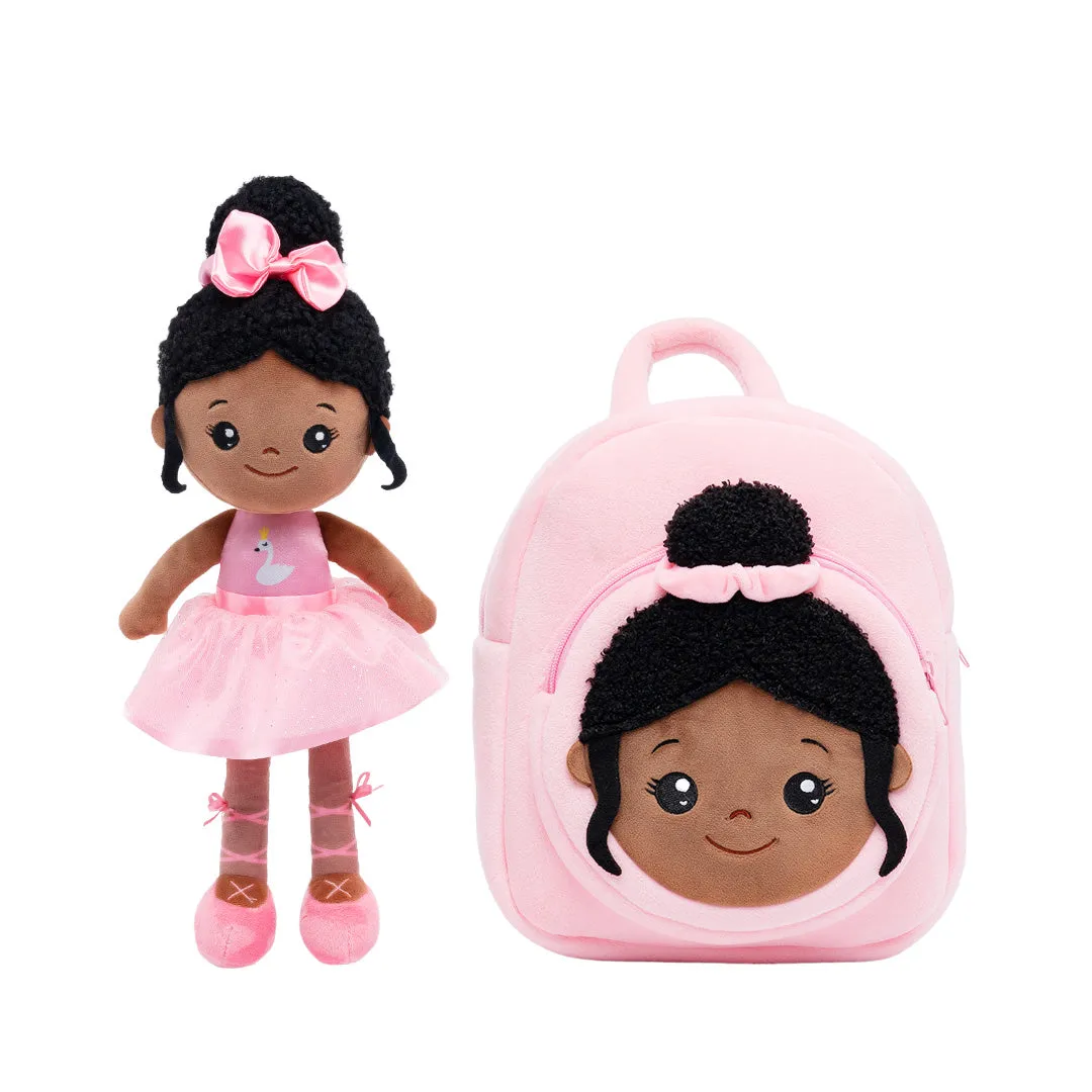 Personalized Deep Skin Tone Plush Nevaeh Pink Doll   Backpack