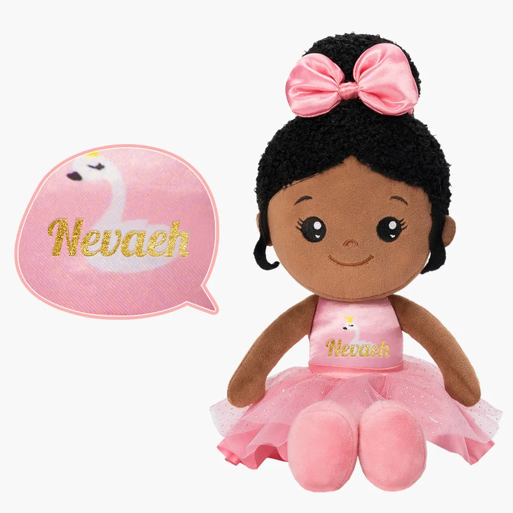 Personalized Deep Skin Tone Plush Nevaeh Pink Doll   Backpack