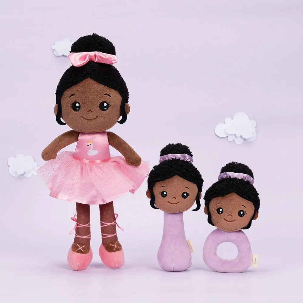 Personalized Deep Skin Tone Plush Pink Ballet Doll
