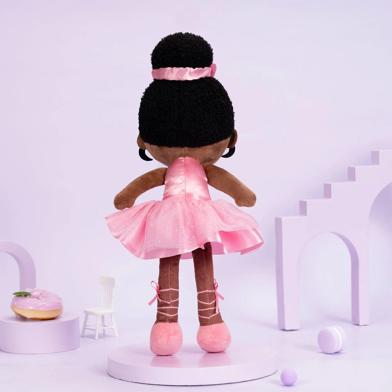Personalized Deep Skin Tone Plush Pink Ballet Doll