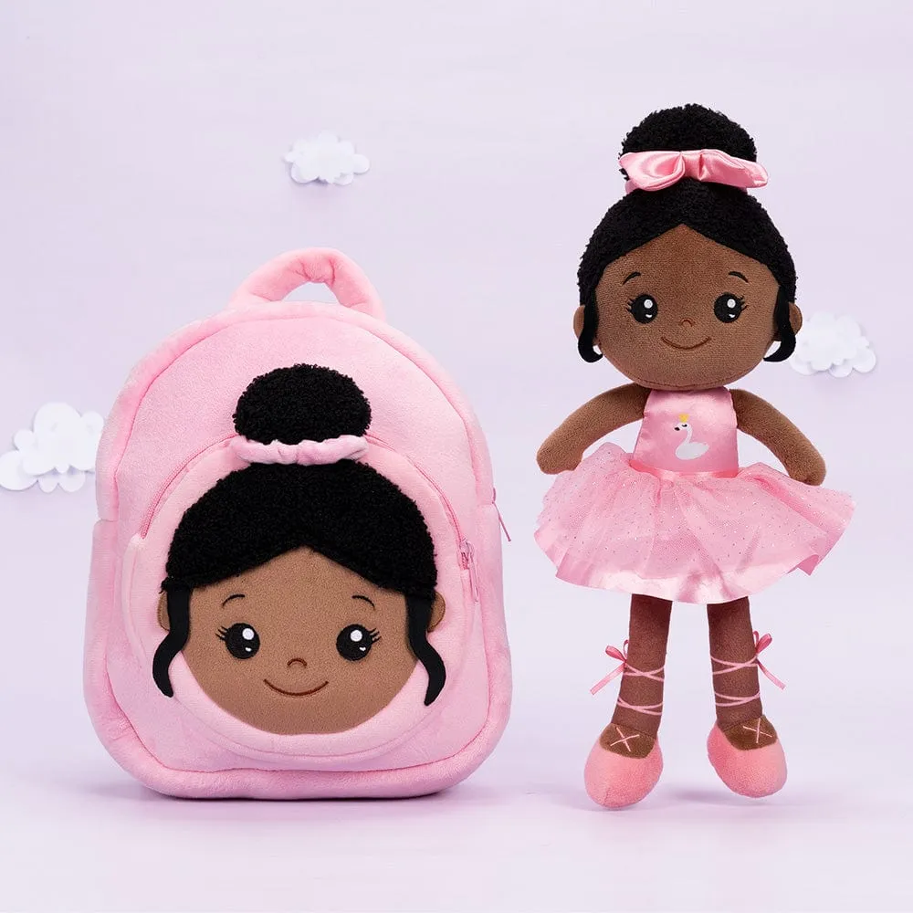 Personalized Deep Skin Tone Plush Pink Ballet Doll