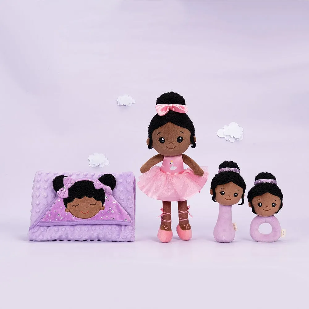 Personalized Deep Skin Tone Plush Pink Ballet Doll