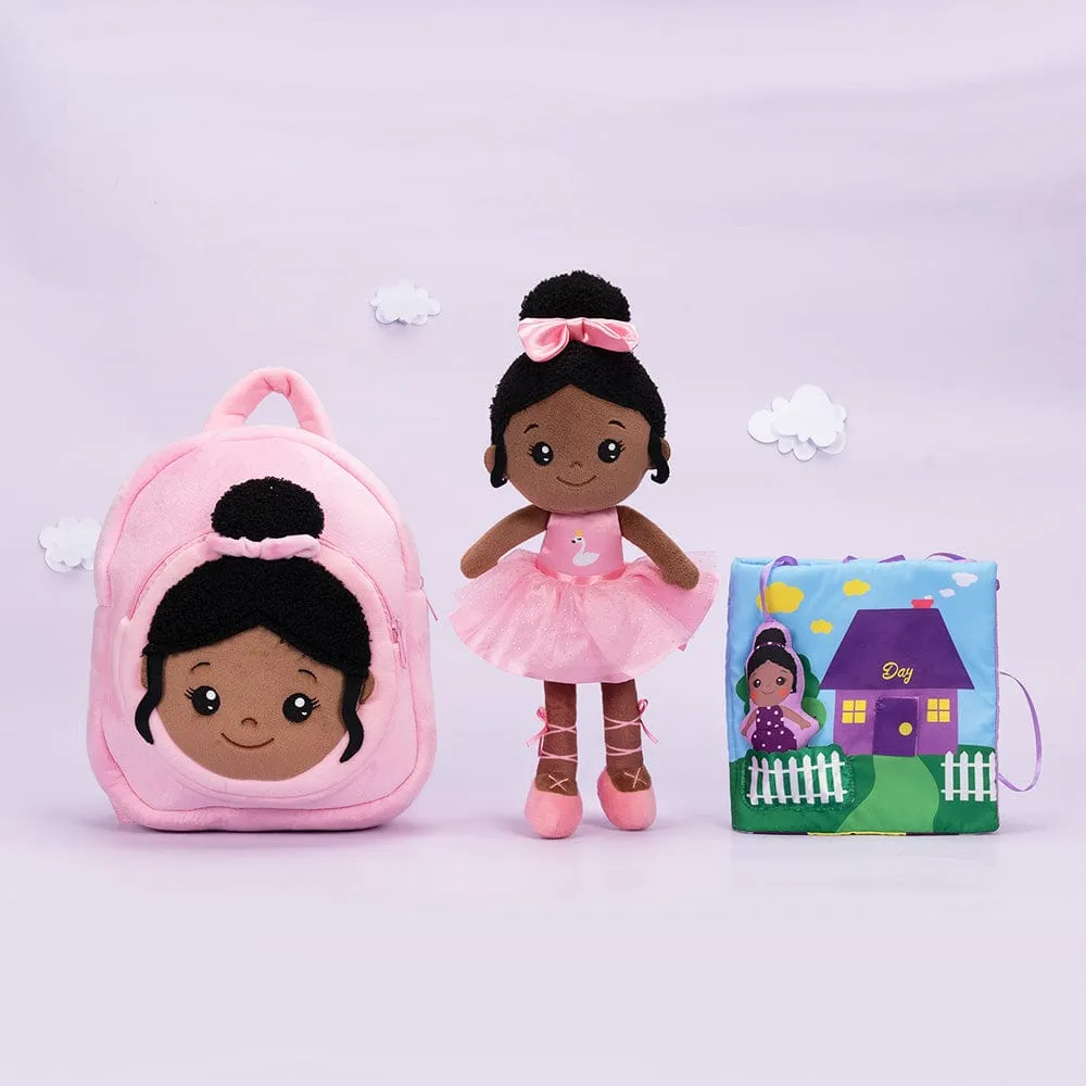 Personalized Deep Skin Tone Plush Pink Ballet Doll