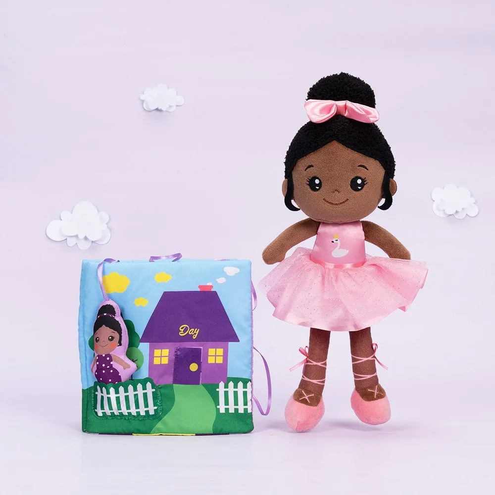 Personalized Deep Skin Tone Plush Pink Ballet Doll