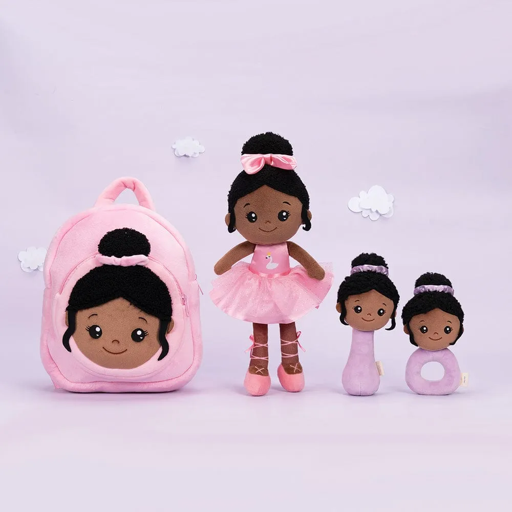 Personalized Deep Skin Tone Plush Pink Ballet Doll