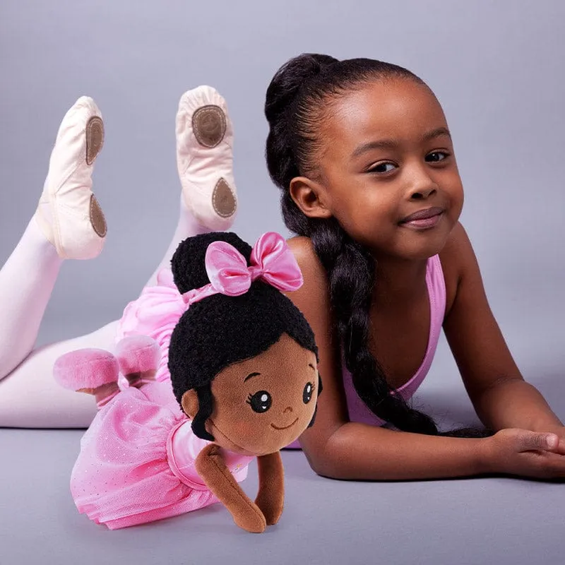 Personalized Deep Skin Tone Plush Pink Ballet Doll