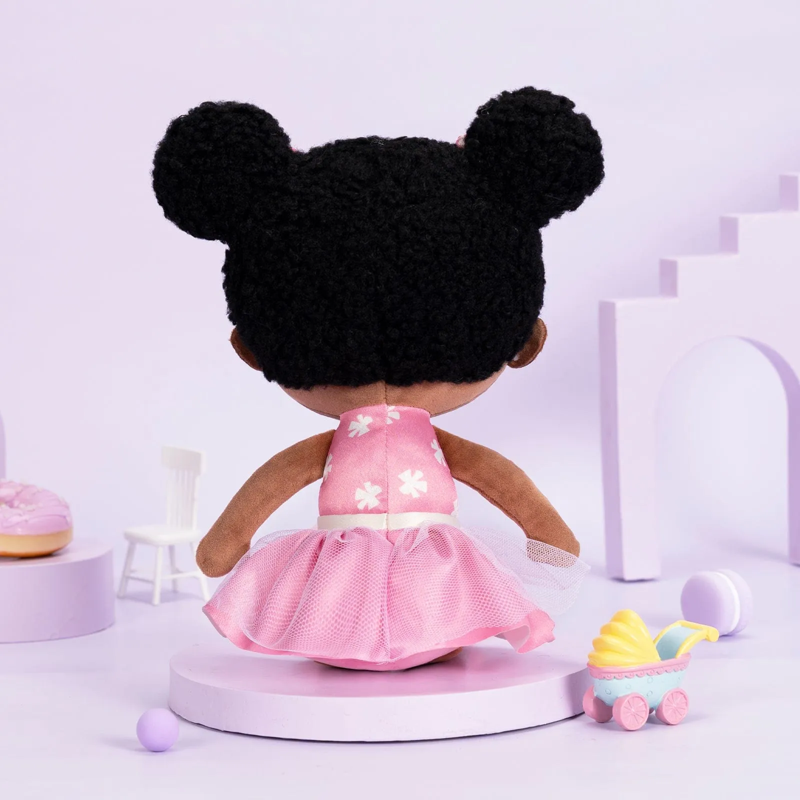 Personalized Deep Skin Tone Plush Pink Dora Doll