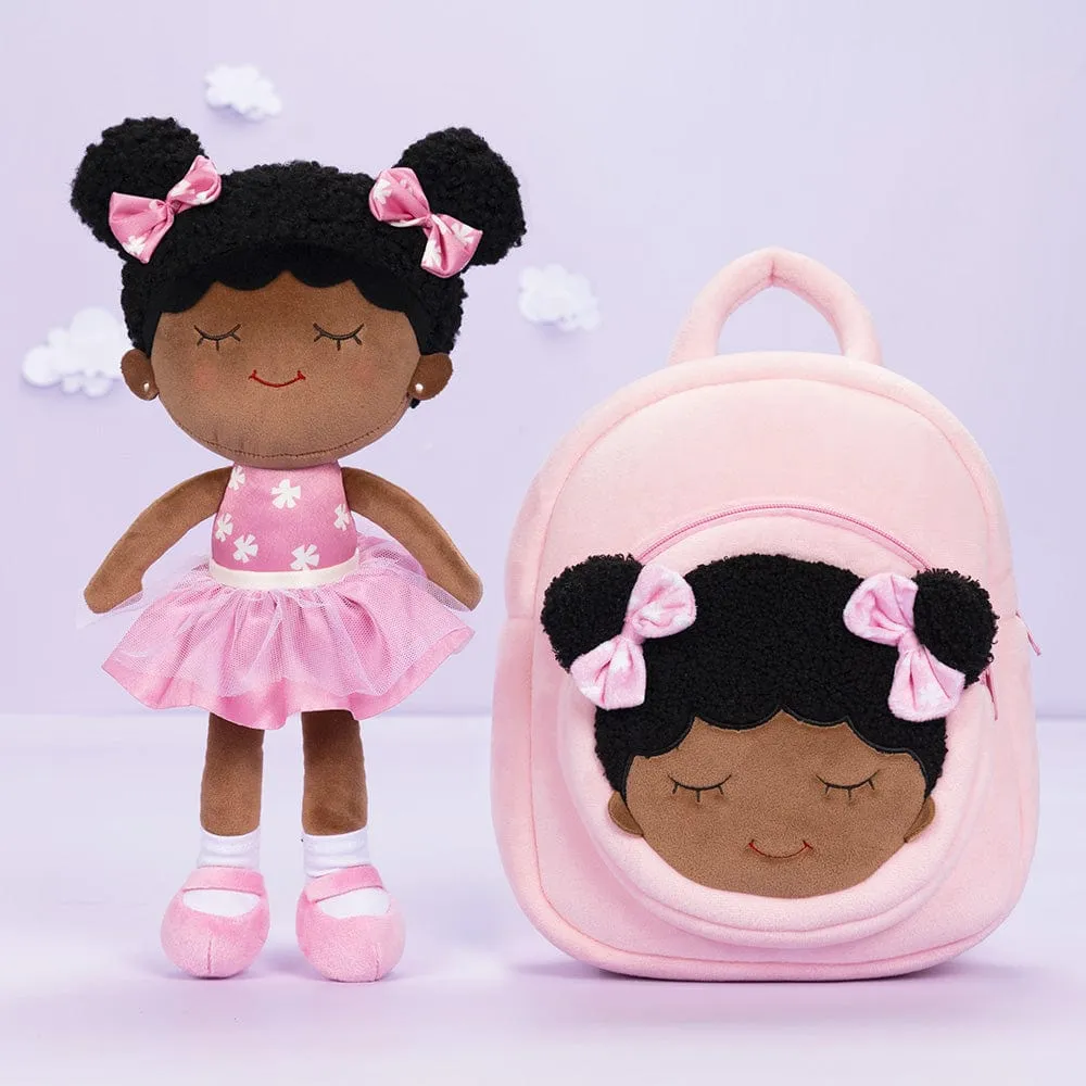 Personalized Deep Skin Tone Plush Pink Dora Doll