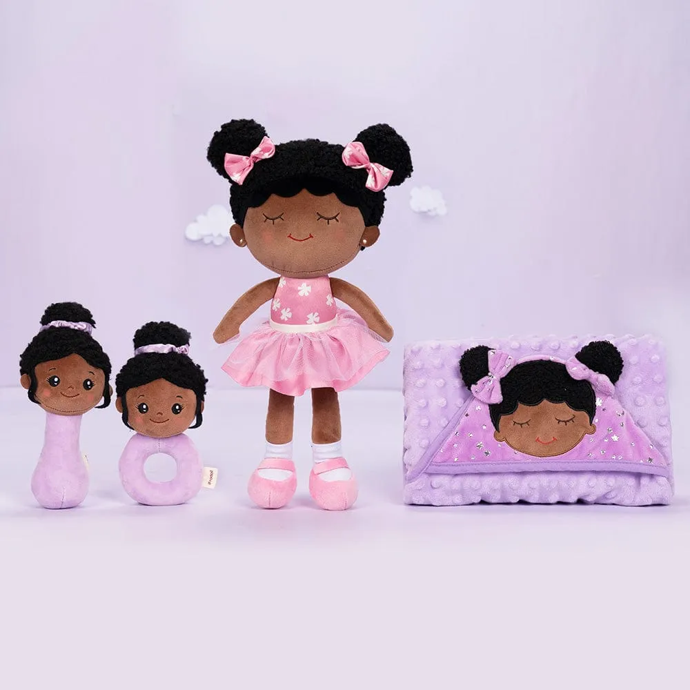 Personalized Deep Skin Tone Plush Pink Dora Doll