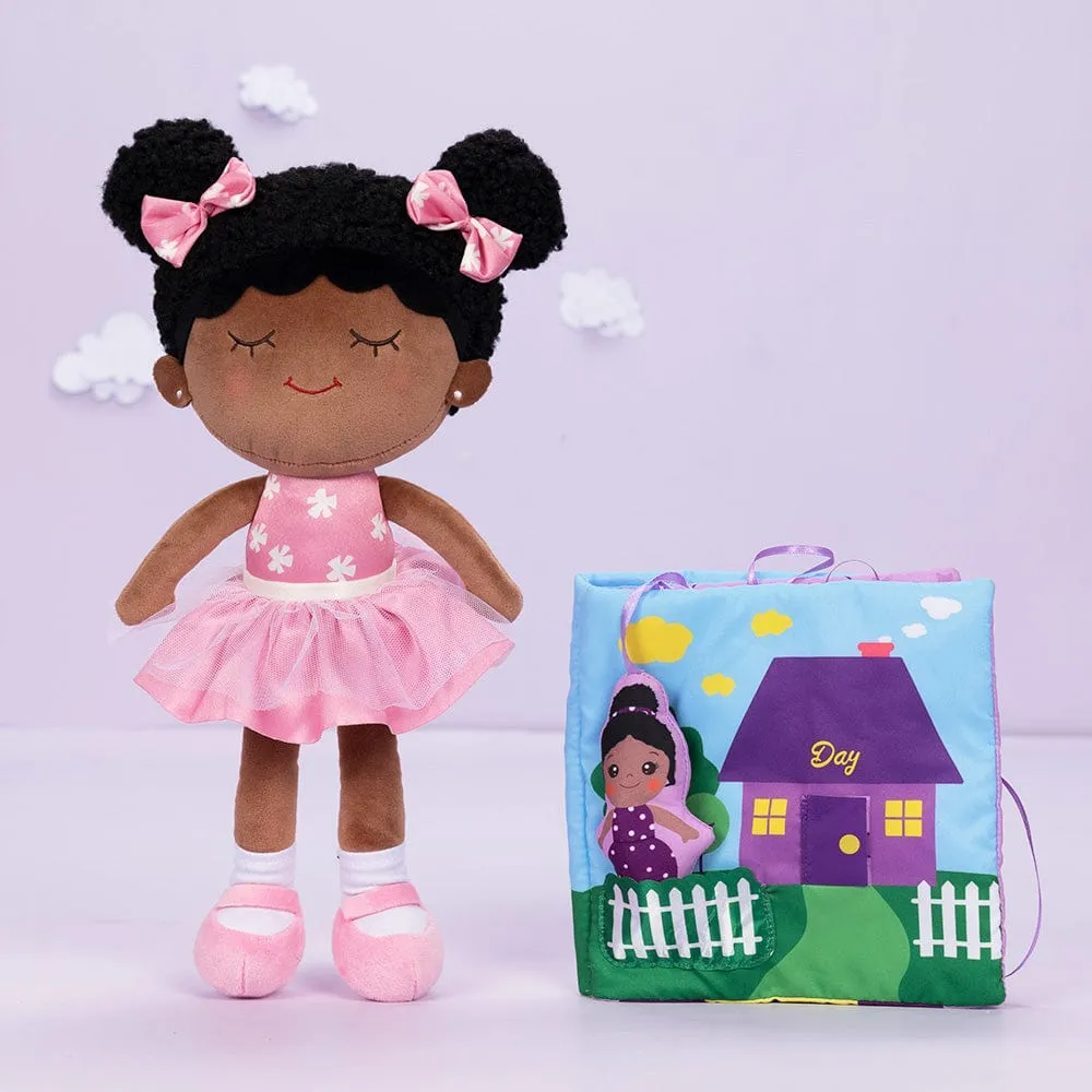 Personalized Deep Skin Tone Plush Pink Dora Doll
