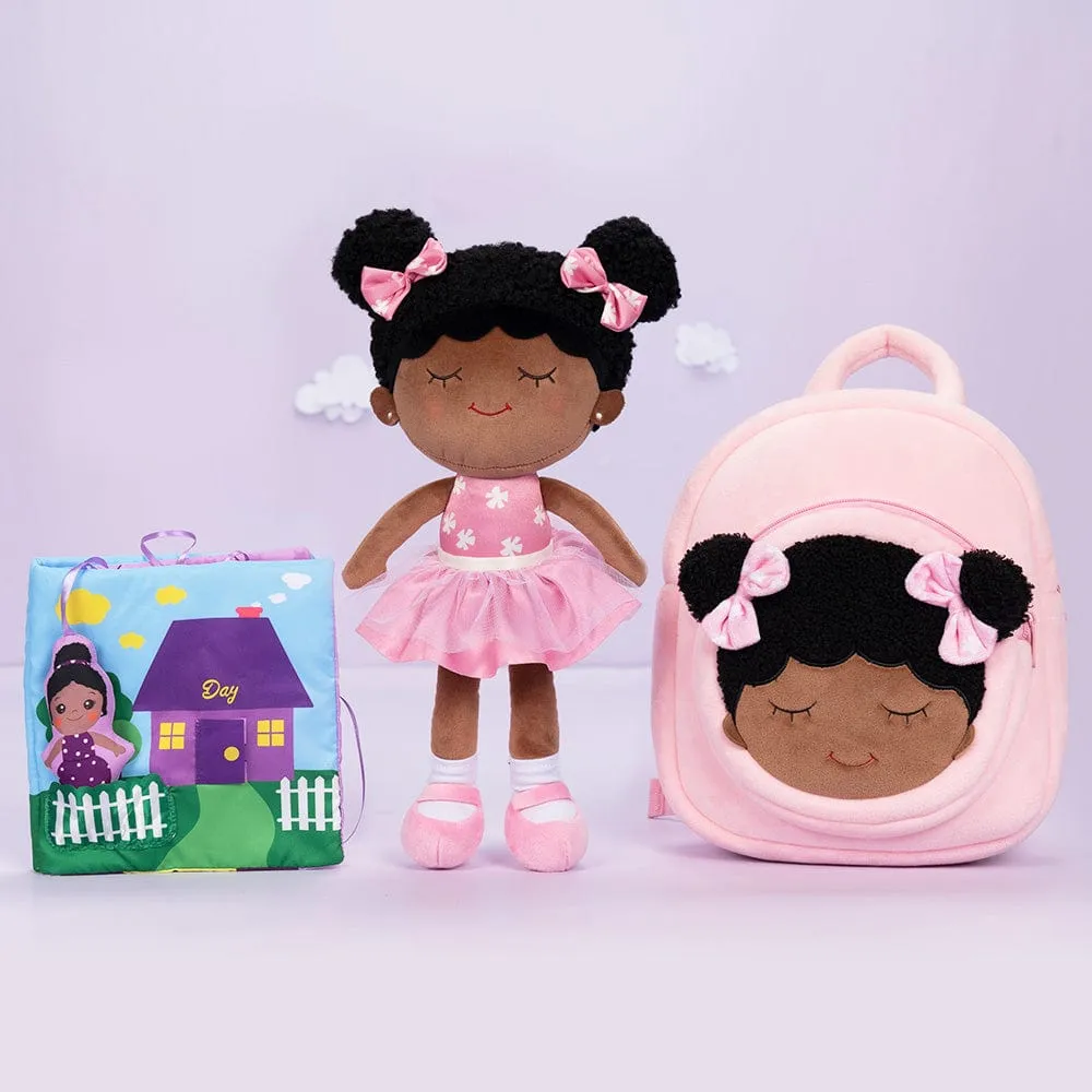 Personalized Deep Skin Tone Plush Pink Dora Doll