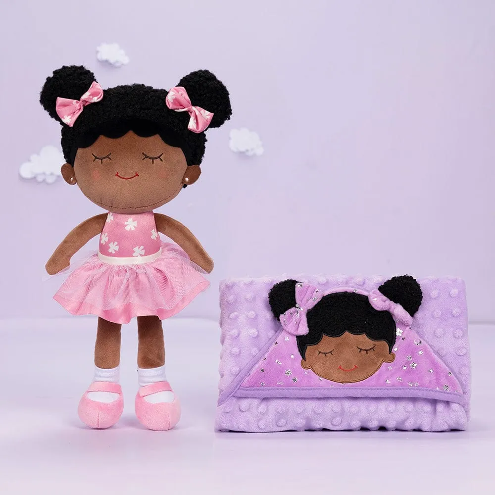 Personalized Deep Skin Tone Plush Pink Dora Doll