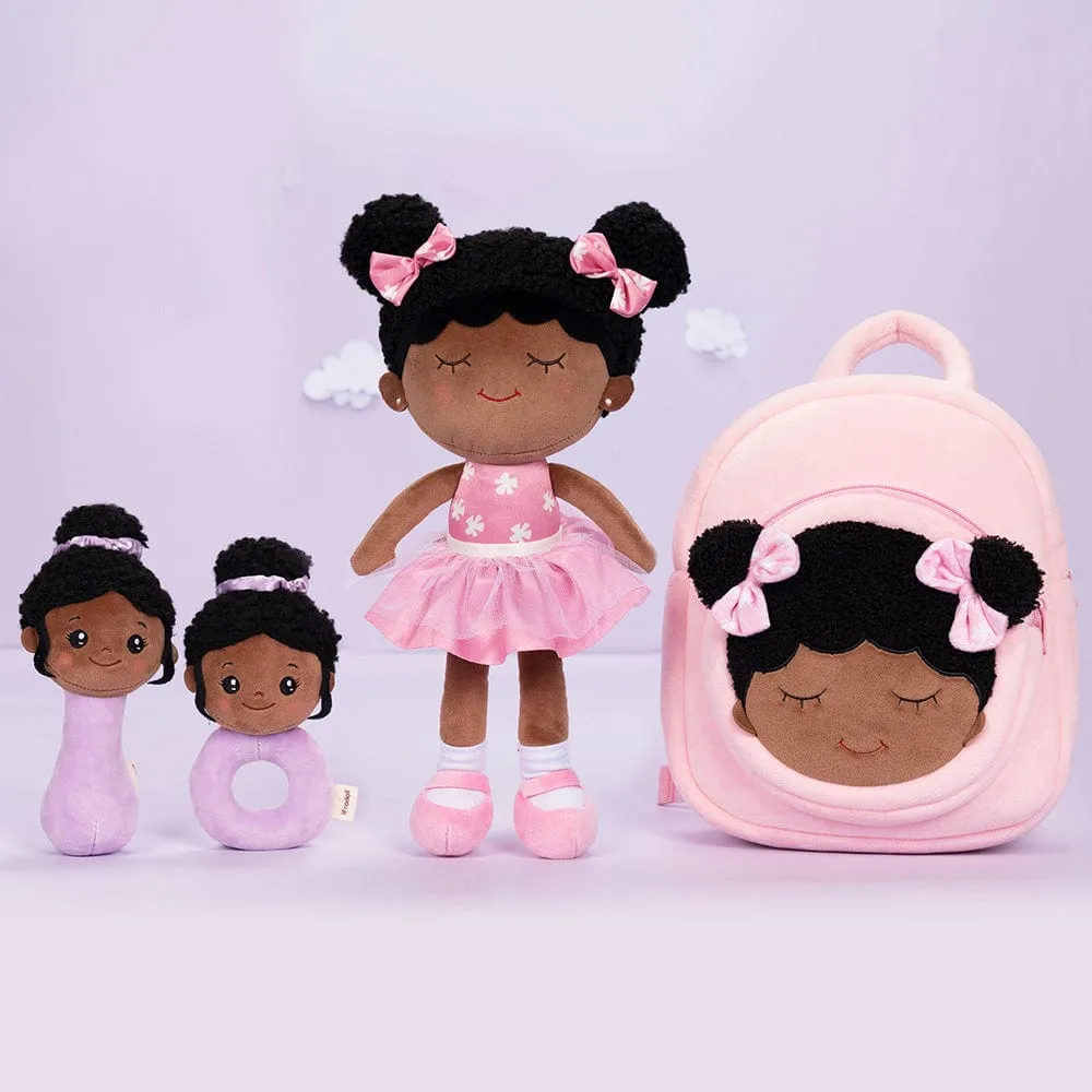 Personalized Deep Skin Tone Plush Pink Dora Doll