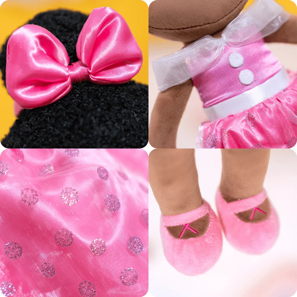 Personalized Deep Skin Tone Plush Pink Princess Doll