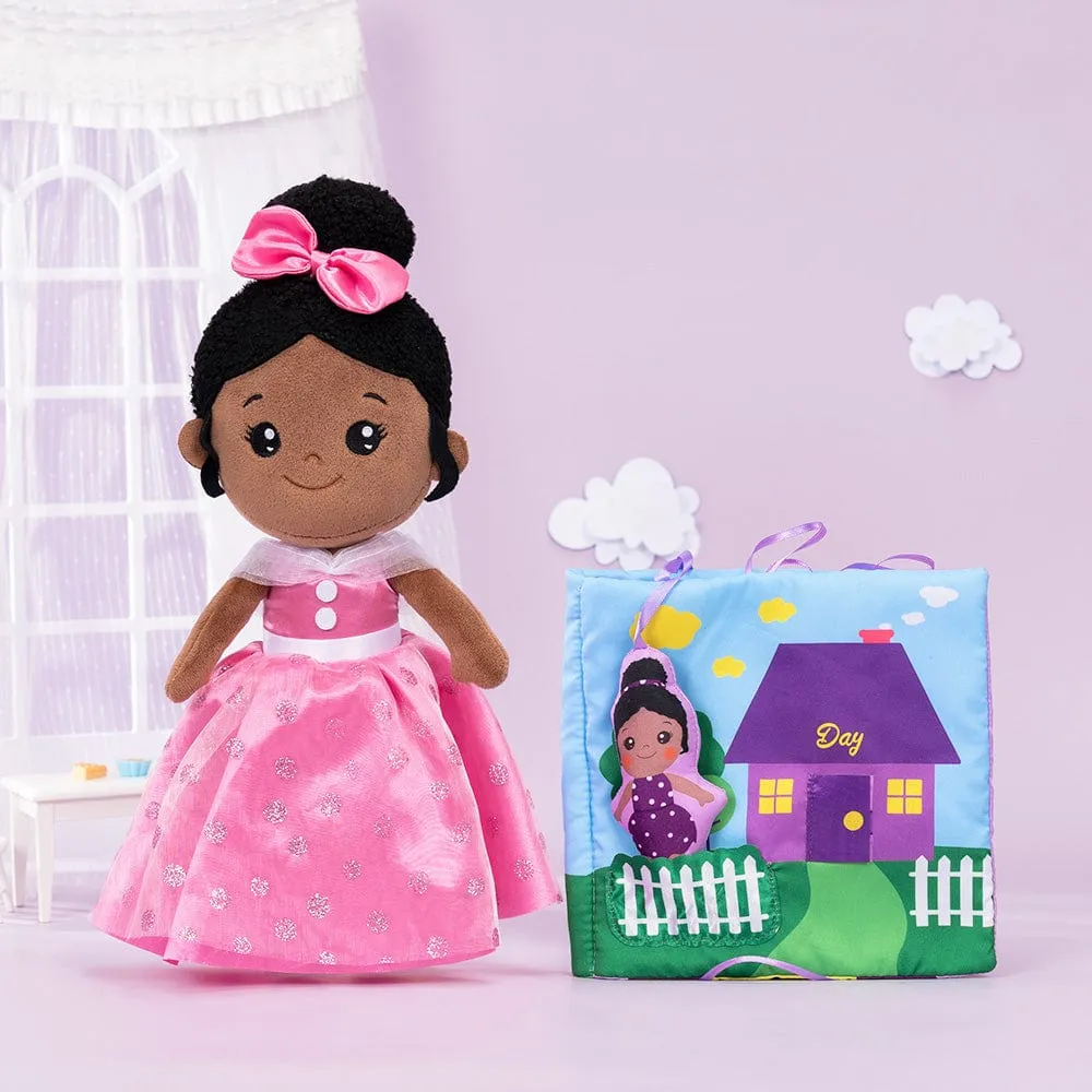 Personalized Deep Skin Tone Plush Pink Princess Doll